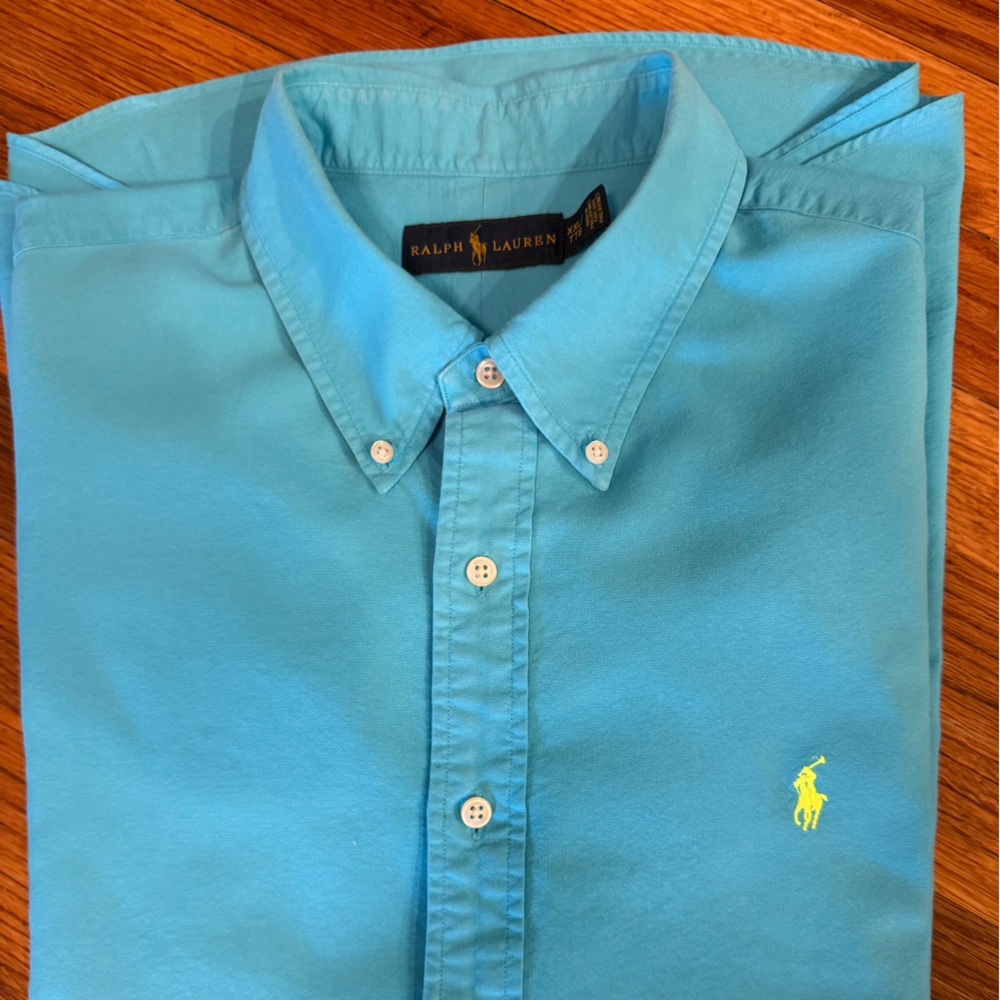 Ralph Lauren Blue Button-Down Shirt Short sleeve XXL TG